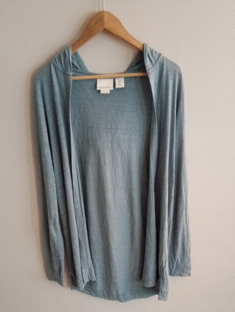 Cynthia Rowley 100% Linen Blue Open-Front Hooded Cardigan Size Medium